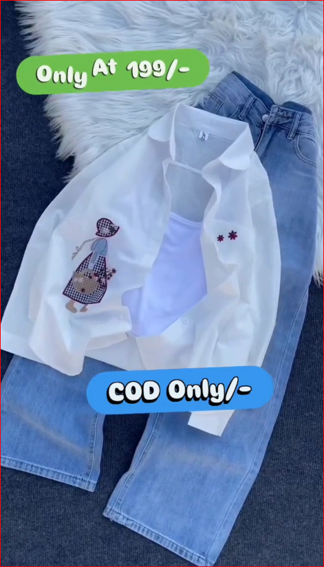 Cute Embroidered Oversized Shirt for Women