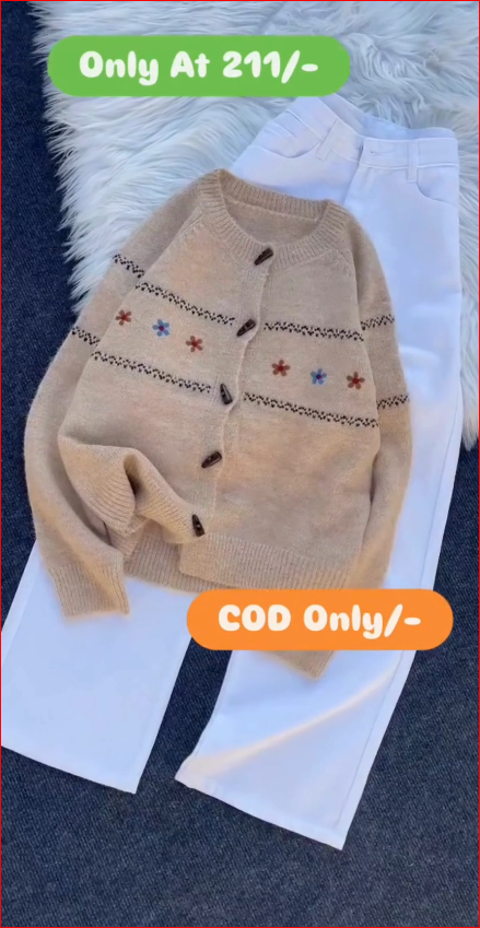 Cute Floral Knit Cardigan for Girls | Cozy Winter Button Sweater |