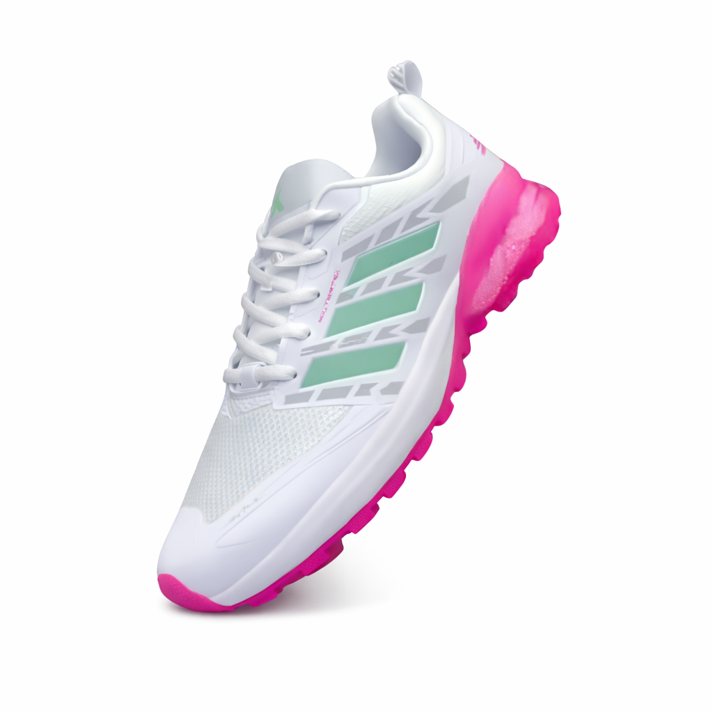 White & Green Trendy Running Shoes