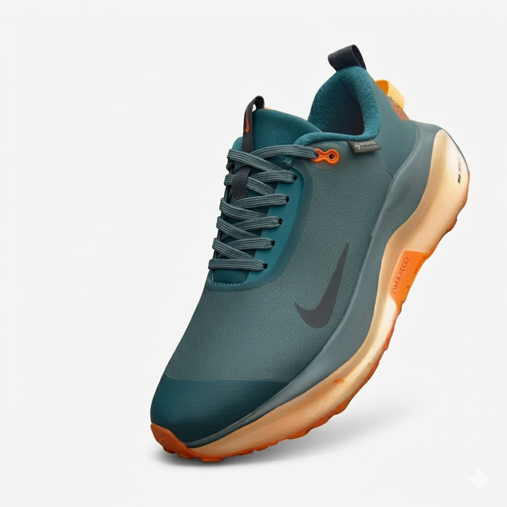 Nike Teal & Orange Cushioned Running Shoes