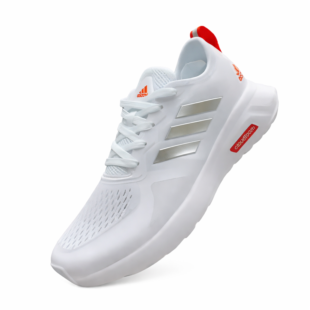 Adidas White Running Shoes with Red Accent