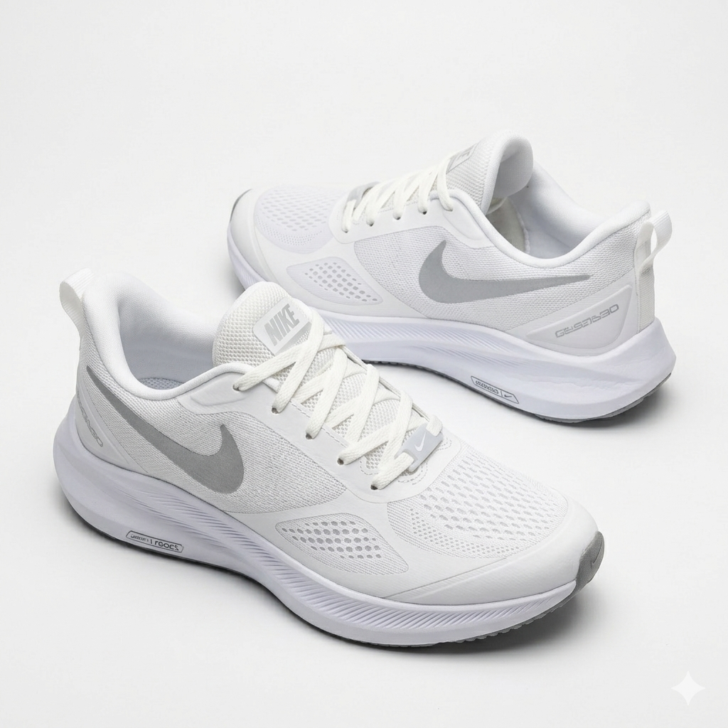 Nike White Dual Mesh Running Shoes
