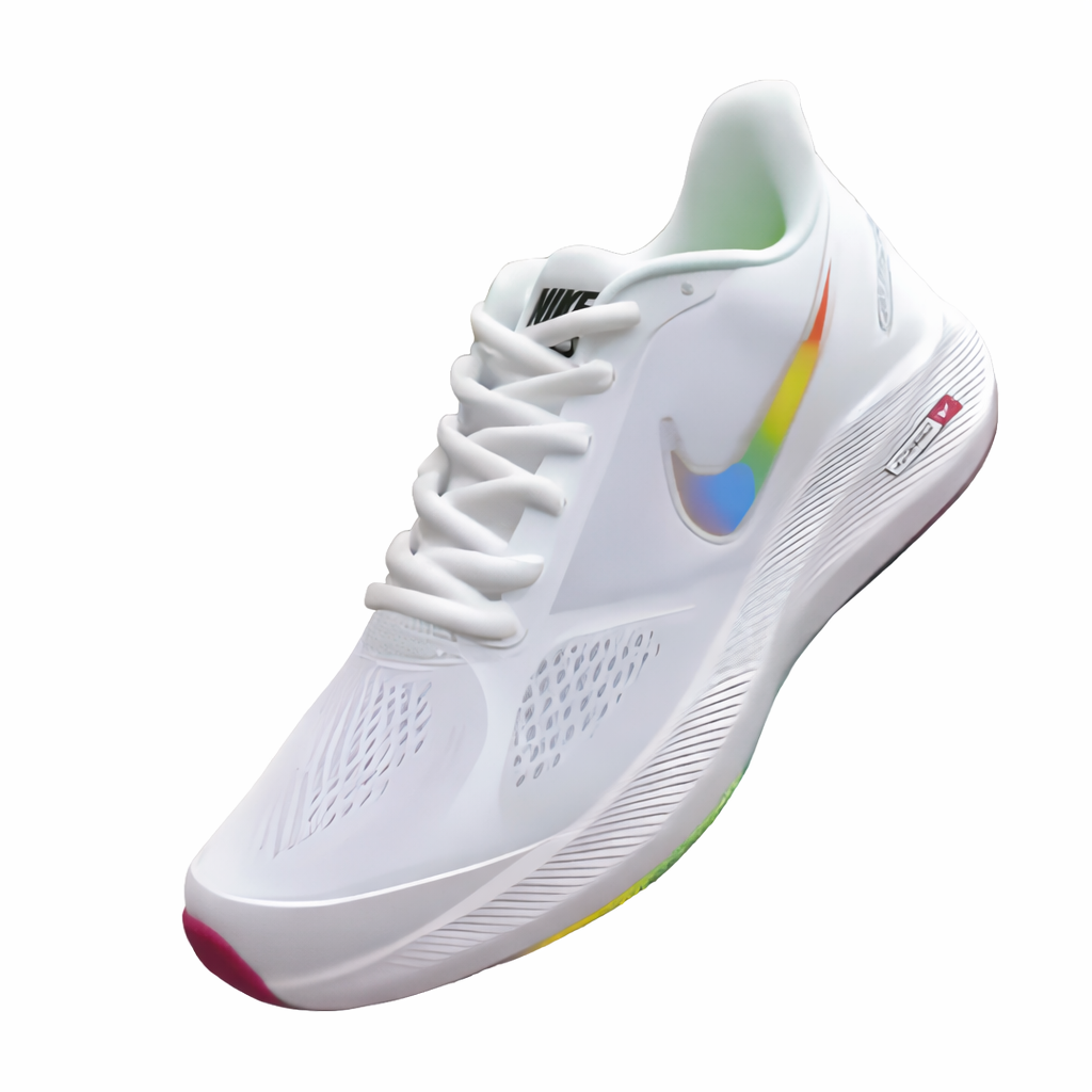 Nike White Rainbow Swoosh Running Shoes
