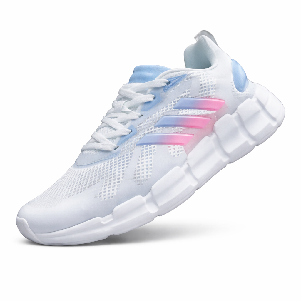 Adidas White Gradient Mesh Running Shoes