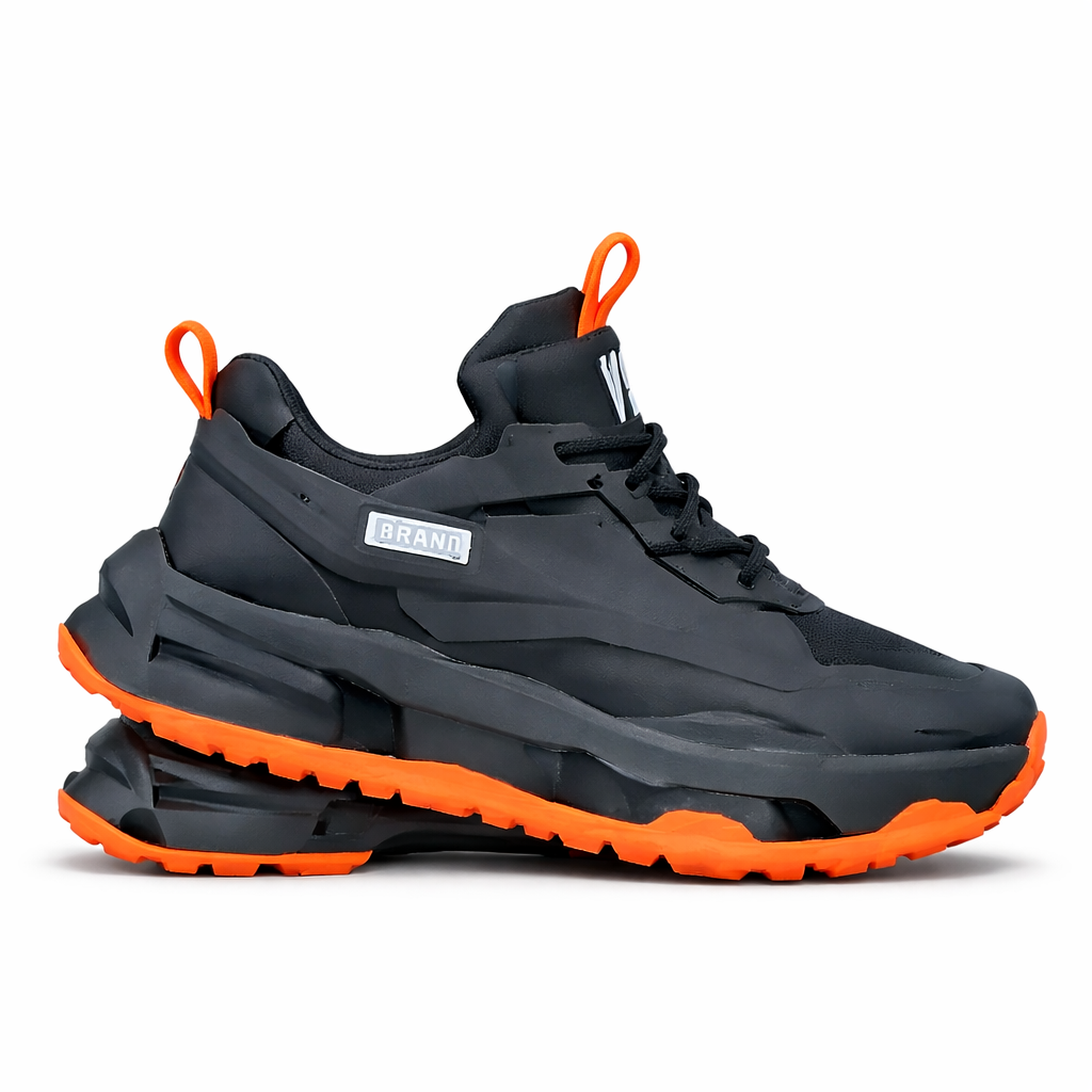 Black & Orange Chunky Fashion Sneakers