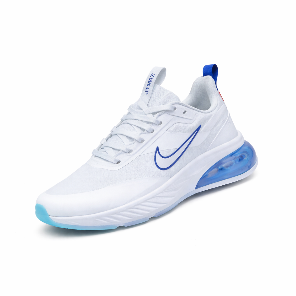 Nike White & Blue Air Cushion Running Shoes