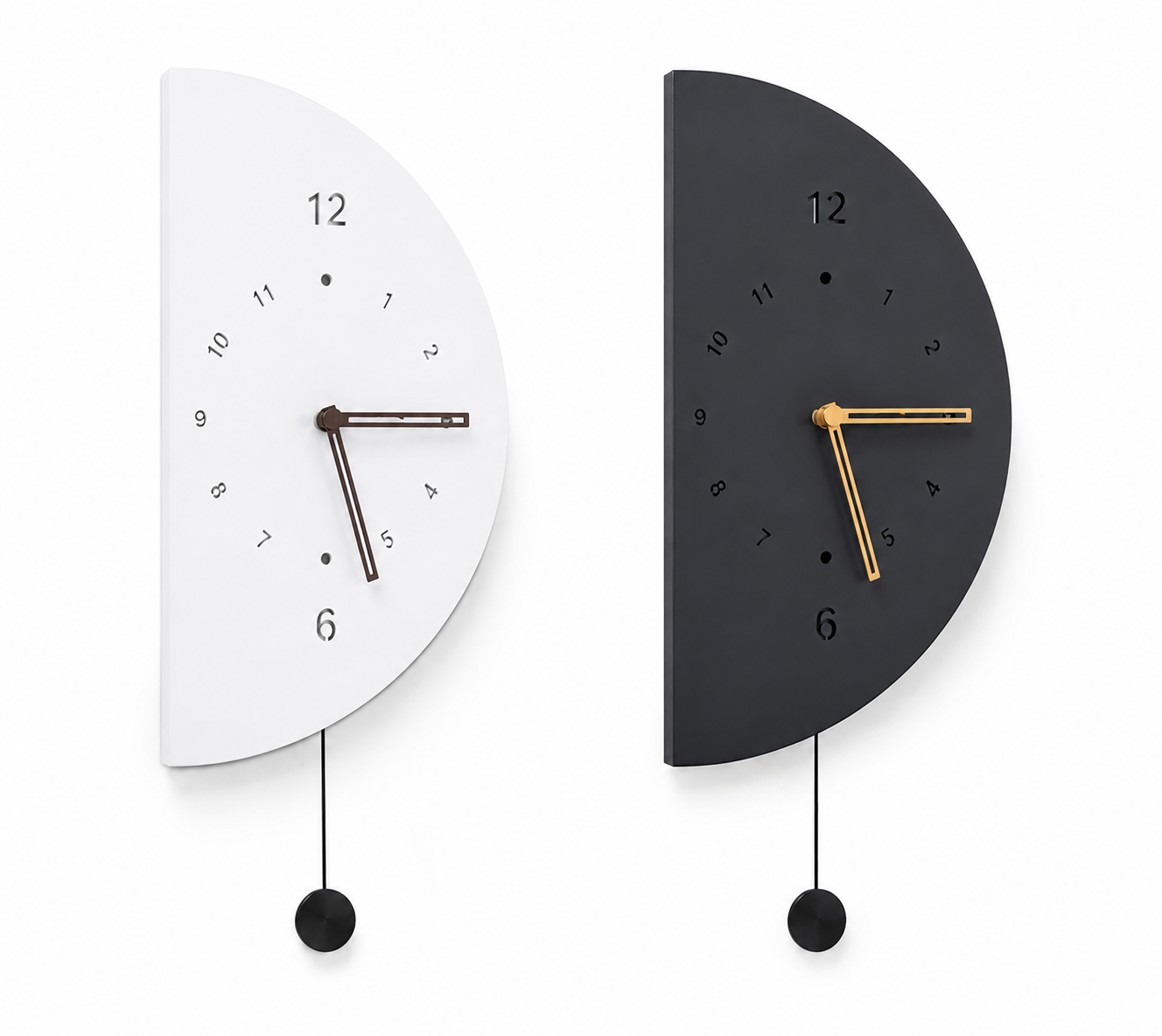 Modern Semi Circle Pendulum Wall Clock – Minimalist Silent Decorative Wall Clock for Home & Office